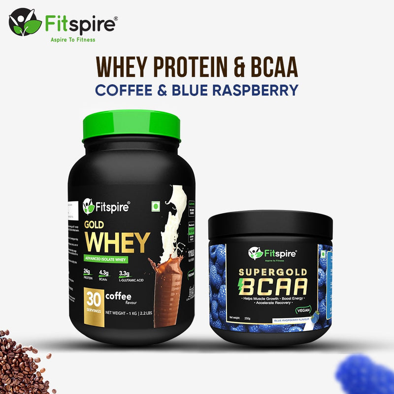 Fitspire Gold Isolate whey protein powder with bcaa blueberry powder